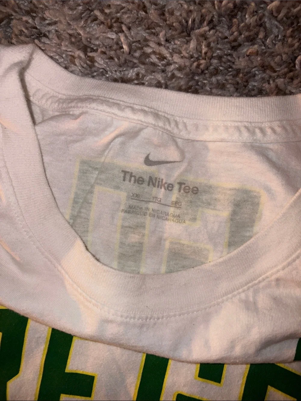 Nike White Short-Sleeve Tee with Green Oregon Logo